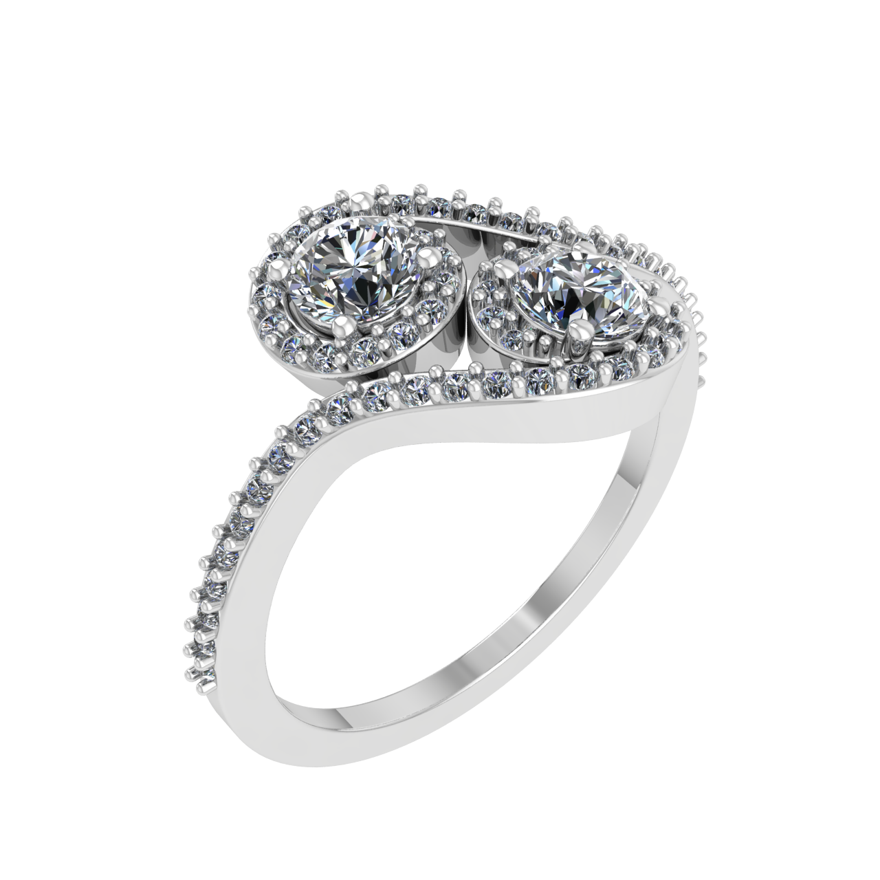 TWO STONE ACCENTED  4.00mm ROUND ENGAGEMENT RING